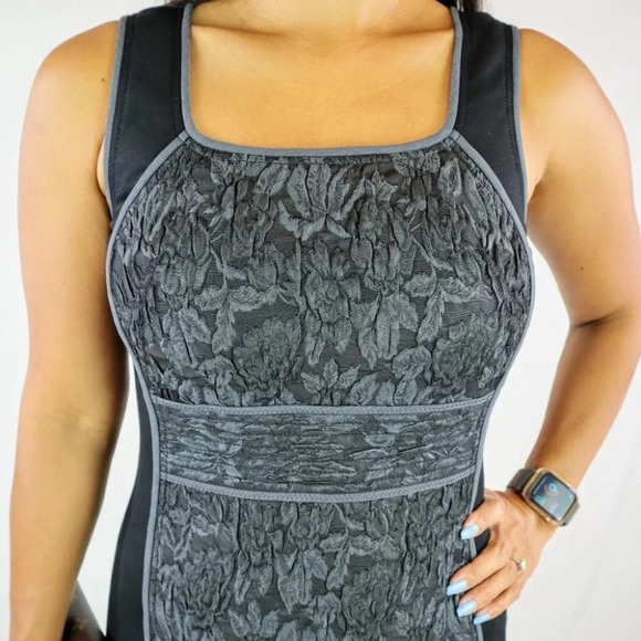 Rachel Roy Black Gray Jacquard Sheath Dress $395 - Picture 2 of 9